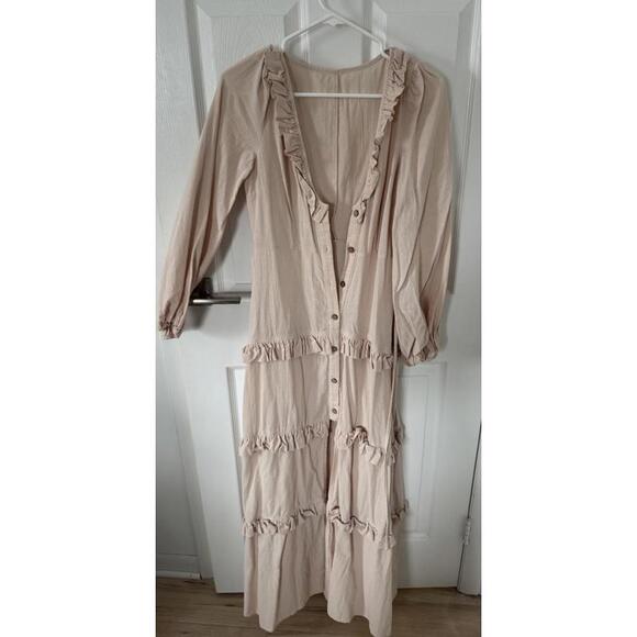Commense Boho Cream Maxi Dress with Ruffle Details - Size Small - Picture 4 of 6